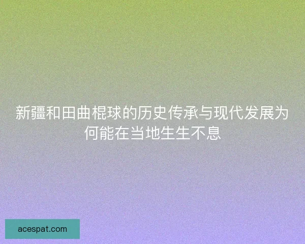 新疆和田曲棍球的历史传承与现代发展为何能在当地生生不息 新疆和田曲棍球的历史传承与现代发展为何能在当地生生不息